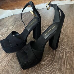 Good American Black Platform Heels- Never worn